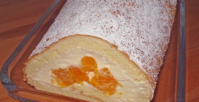 Mandarinenquark-–-Biskuitrolle