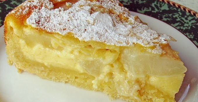 Birnenkuchen-mit-Vanilleguss