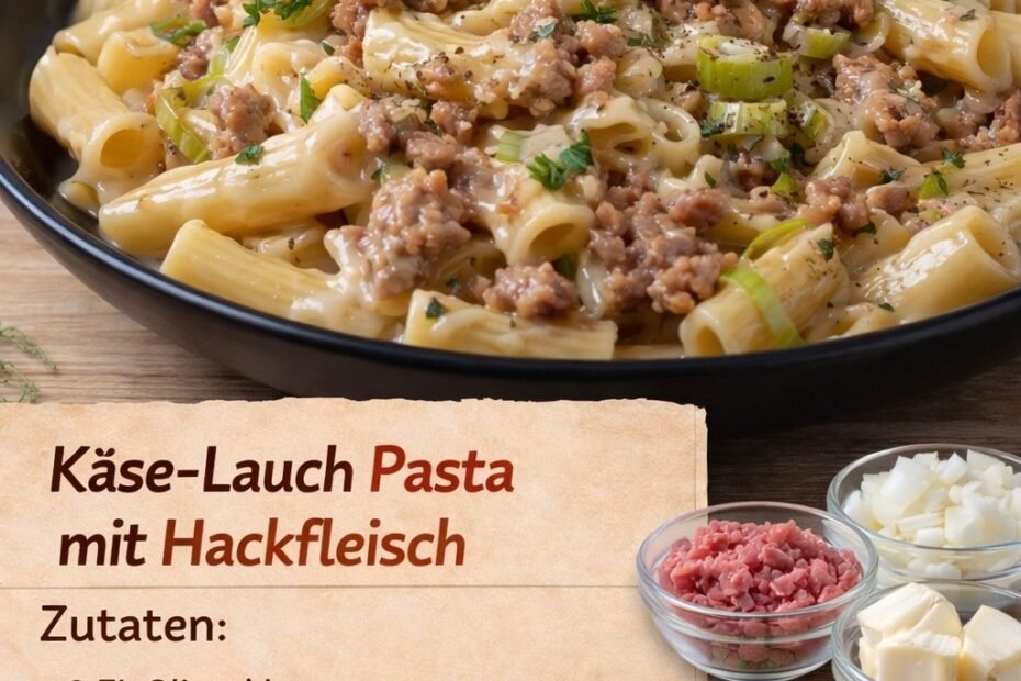 Käse-Lauch-Pasta mit Hackfleisch – cremig & herzhaft 🍝✨